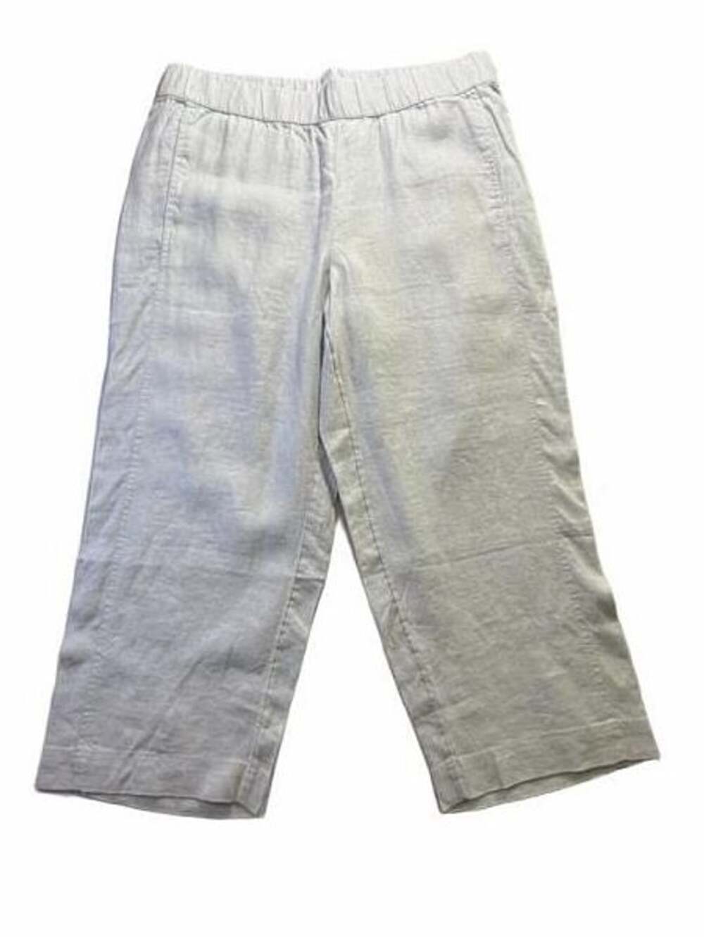 J.Jill Women’s Zinc Linen Elastic Waist Crop Pants Size L New With Tags